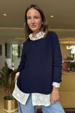 Made in Italy Conrad Body Skim Knit Jumper Navy 